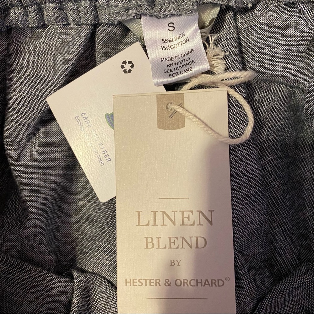 Women’s Linen Blend Pants Wide Leg High Rise Pull On Heather Gray Size Small - Picture 4 of 7